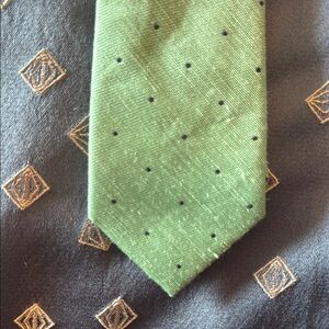 The Tie Bar Green and Black Polka Dot Tie
